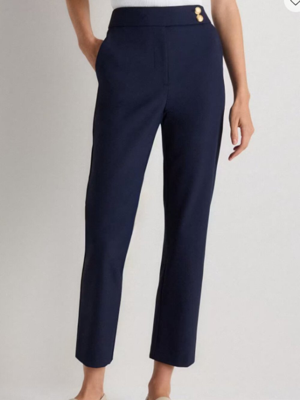 Quince Scuba Slim Ankle Pants Navy 8 NWT